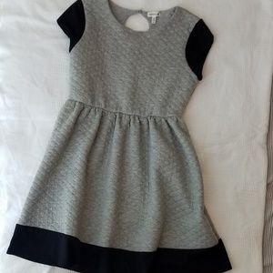 Girl's Quilted Gray and Black Keyhole Dress